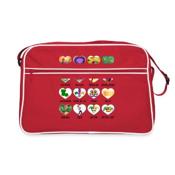 Chemise Mardi Gras Fleur De Lis, Perles King Cake - Sac Retro - rouge/blanc - Devant