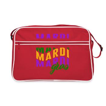 Mardi Gras Fleur De Lis Shirt, Lustiger Mardi Gras - Retro Tasche - Rot/Weiß - Vorne