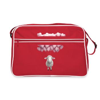Fête des pâturages de la Saint-Valentin avec coeurs en laine de mouton - Sac Retro - rouge/blanc - Devant