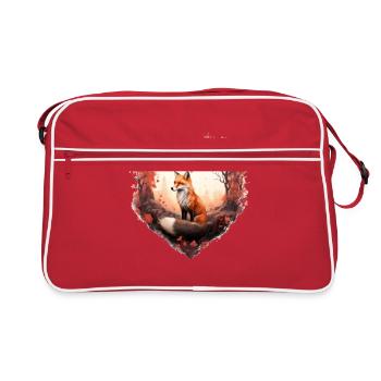 Fuchsschwanz Herz Valentinstag Waldromanze - Retro Tasche - Rot/Weiß - Vorne