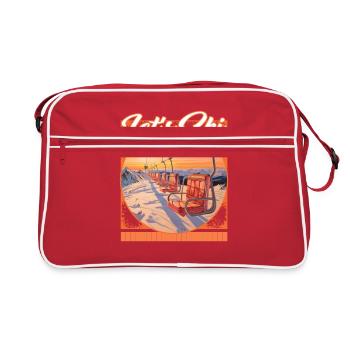 Let’s Ski Vintage Ski Lift Setting Sun Backdrop - Retro Bag - red/white - Front