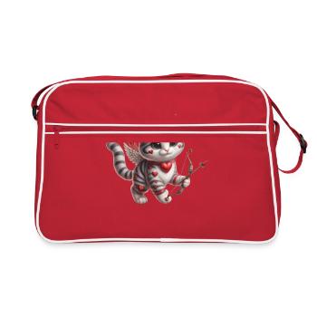 Amor Katzenherz Fell Valentinstag Feline Fancy - Retro Tasche - Rot/Weiß - Vorne
