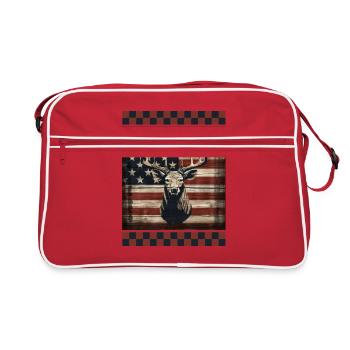 Bois vieilli Drapeau américain Forêt Camo Deer Marque - Sac Retro - rouge/blanc - Devant
