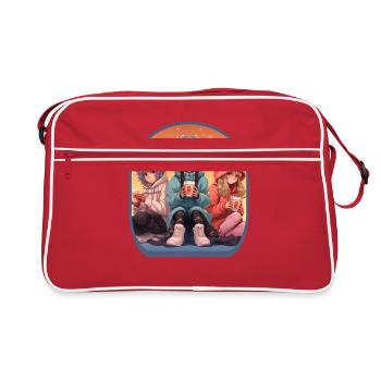 Anime Winter Characters Cute Boba Tea Gaming - Retro Bag - red/white - Front