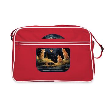 Chats et champignons de la nuit étoilée sous un céleste - Sac Retro - rouge/blanc - Devant