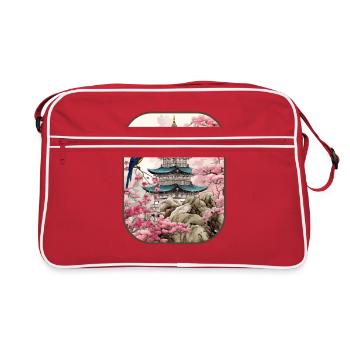 Pagode Paons Grandeur et Grâce T Shirt - Sac Retro - rouge/blanc - Devant