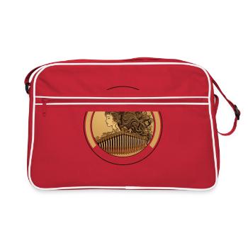 Königin Kamm Hundepflege Text Krone weibliche Hundefriseurin - Retro Tasche - Rot/Weiß - Vorne