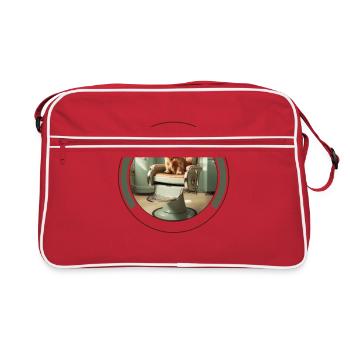 Vintage Salon Stuhl Hundepflege Stilvolle Haustierpflege - Retro Tasche - Rot/Weiß - Vorne
