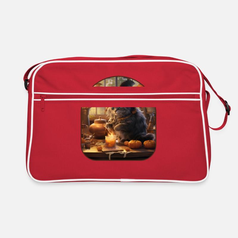Recette magique Chat sorcier brassant un champignon Sac Retro
