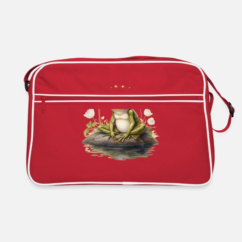 Froschkönig Herz Krone Valentinstag Märchen - Retro Tasche - Rot/Weiß