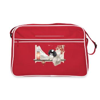 Japanisches Kinn Cottagecore Zen Fenster Männer Frauen - Retro Tasche - Rot/Weiß - Vorne