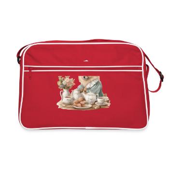 Pomeranian Cottagecore Tea Party Men Women - Retro Bag - red/white - Front