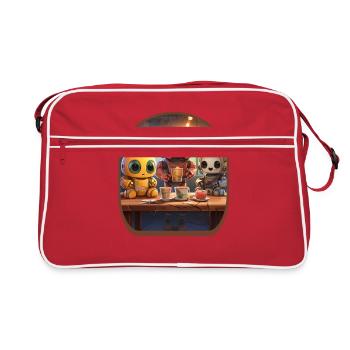 Mecha Robots Anime Cute Boba Tea Gaming - Retro Bag - red/white - Front