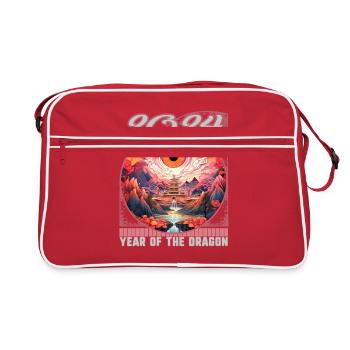 Chinesisches Neujahr des Drachen Drachenauge Chinesisch - Retro Tasche - Rot/Weiß - Vorne