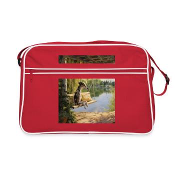 Greyhound Lakeside Cottagecore Dog Retreat Men - Retro Bag - red/white - Front