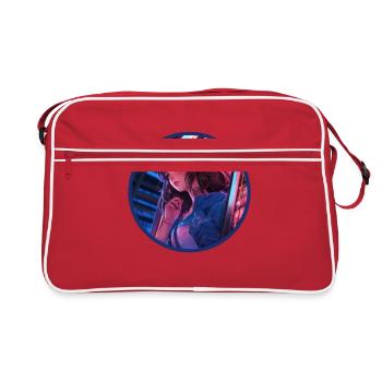 Jukebox Anime Mädchen Vaporwave Neon Glow Retro - Retro Tasche - Rot/Weiß - Vorne