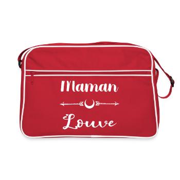 maman louve mère fille famille amour loup - Sac Retro - rouge/blanc - Devant
