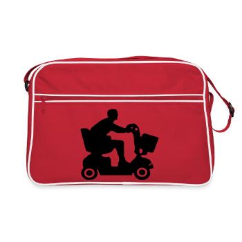 Bild von behinderten Menschen im Elektromobil # - Retro Tasche - Rot/Weiß - Vorne