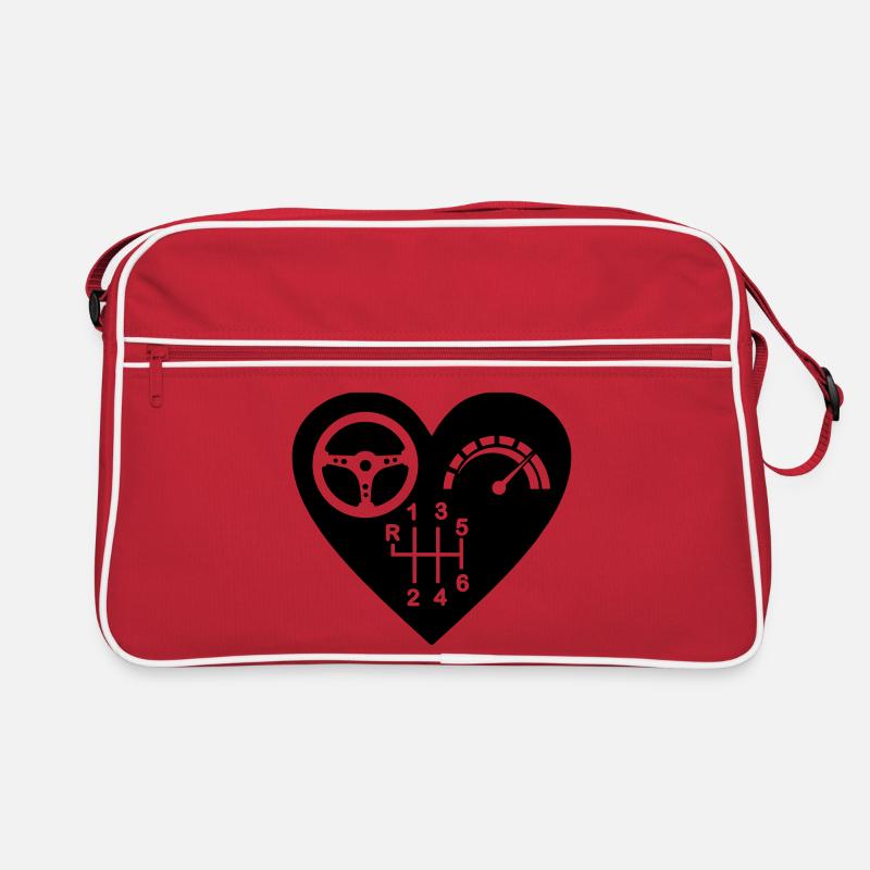 Getriebe 6 Gang Herz - Retro Tasche - Rot/Weiß