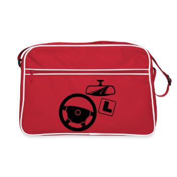 Logo de l’instructeur de conduite - Sac Retro - rouge/blanc - Devant