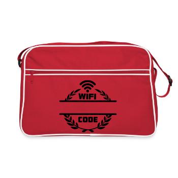 Wifi code in laurel wreath with blank text bar - Retro Bag - red/white - Front