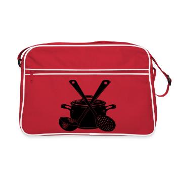Cuillère à soupe à la poêle et cuillère à fente foncée - Sac Retro - rouge/blanc - Devant
