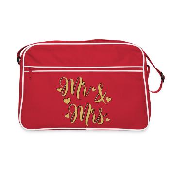 Mr et Mrs doré sur fond noir - Sac Retro - rouge/blanc - Devant