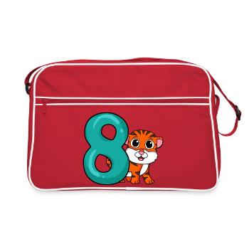 8 Birthday 8 years old with animal motif - eight - Retro Bag - red/white - Front