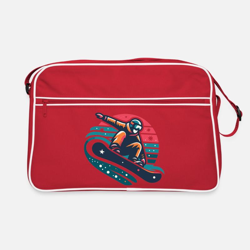Illustration animée de snowboarder dynamique Sac Retro