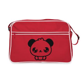 Cuddly Panda Head Illustration - Retro Bag - red/white - Front