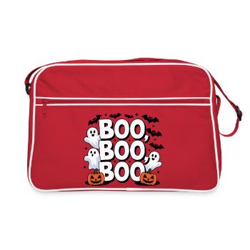 Boo Boo Boo Halloween Design - Retro Tasche - Rot/Weiß - Vorne