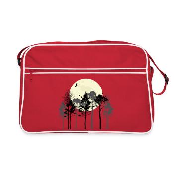 Celestial Forest Silhouette Design - Retro Bag - red/white - Front