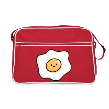 Niedliche Ei-Illustration für Essensliebhaber - Retro Tasche - Rot/Weiß - Vorne