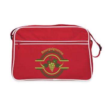 Logo vigne Bourguignonne avec des escargots  - Sac Retro - rouge/blanc - Devant