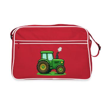 Traktor Kinder Geschenkidee - Retro Tasche - Rot/Weiß - Vorne