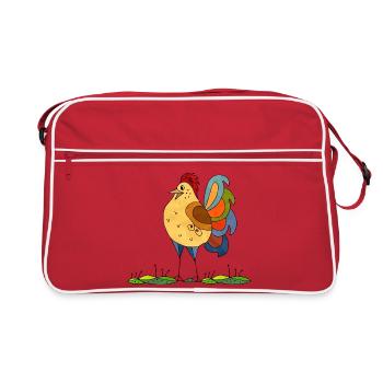 Hahn - Retro Tasche - Rot/Weiß - Vorne