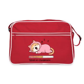 Chat réveil en chargement - Sac Retro - rouge/blanc - Devant