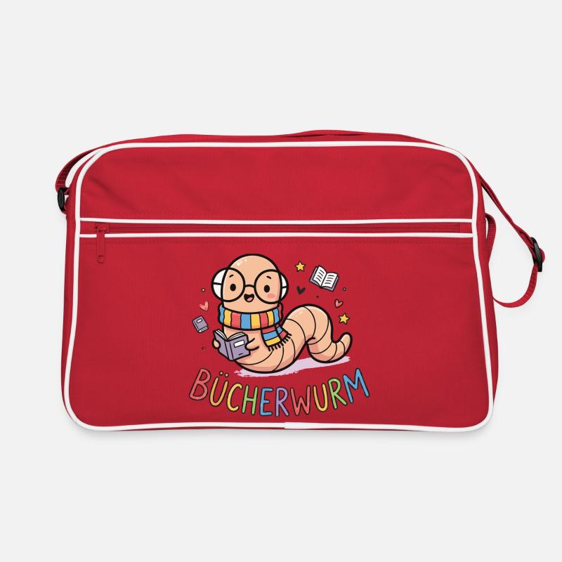 Bücherwurm Cute German Bookworm Reading Gift Retro Tasche