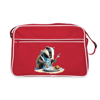 Blaireau à table avec un escargot - Sac Retro - rouge/blanc - Devant