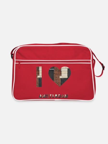 Amsterdam Brick Heart Emblem Tee - Retro Bag - red/white - Front