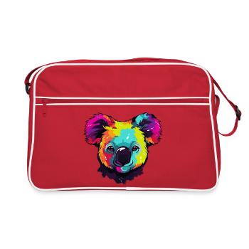 Bunter Koala Popkunst - Retro Tasche - Rot/Weiß - Vorne