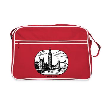 Style de la ligne de Londres : Big Ben et Tower Bridge - Sac Retro - rouge/blanc - Devant