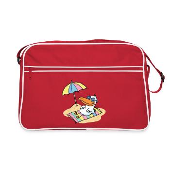 Sun bird on the beach with umbrella - Retro Bag - red/white - Front