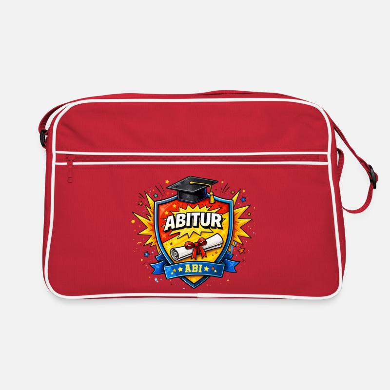 Abitur Abschluss Comic Schild Retro Tasche