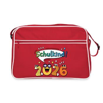 Schoolchild 2026 School Enrollment Back to School Comic - Retro Bag - red/white - Front