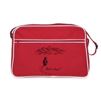 Penguin Meme But why? Snow Trail Mountains Doodle - Retro Bag - red/white - Front