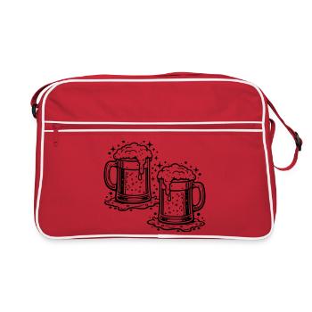 Bière, verre, bière, consommation de bière - Sac Retro - rouge/blanc - Devant