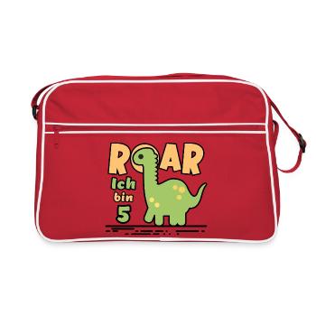 5. Geburtstag Dinosaurier - Retro Tasche - Rot/Weiß - Vorne
