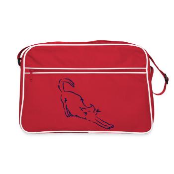 Cat stretches - Retro Bag - red/white - Front