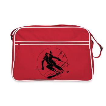 Silhouette de femme skieuse skieuse - Sac Retro - rouge/blanc - Devant